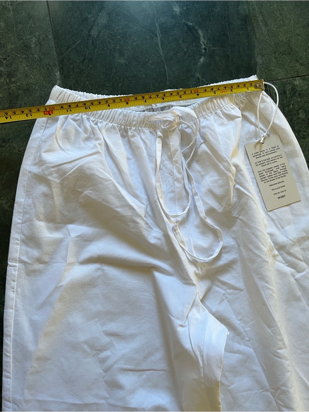 White Drawstring Boot-Cut Pants - Picture 4 of 12